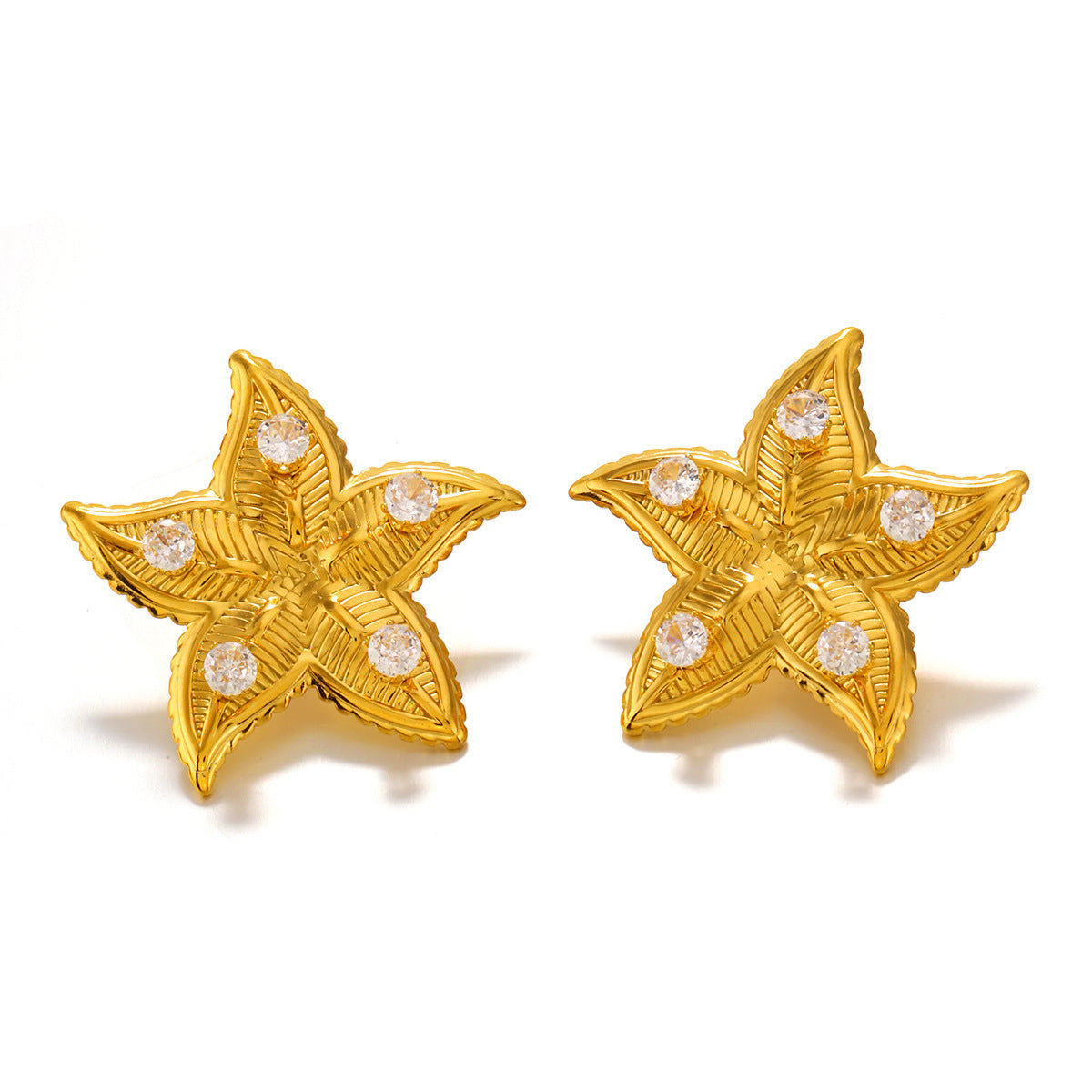 Rusty Steel Exaggerated Design Starfish Earrings Women's Seaside