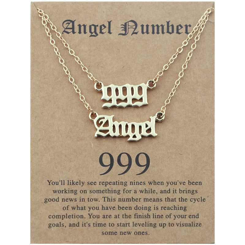 Angel Lucky Number Set Clavicle Card Necklace