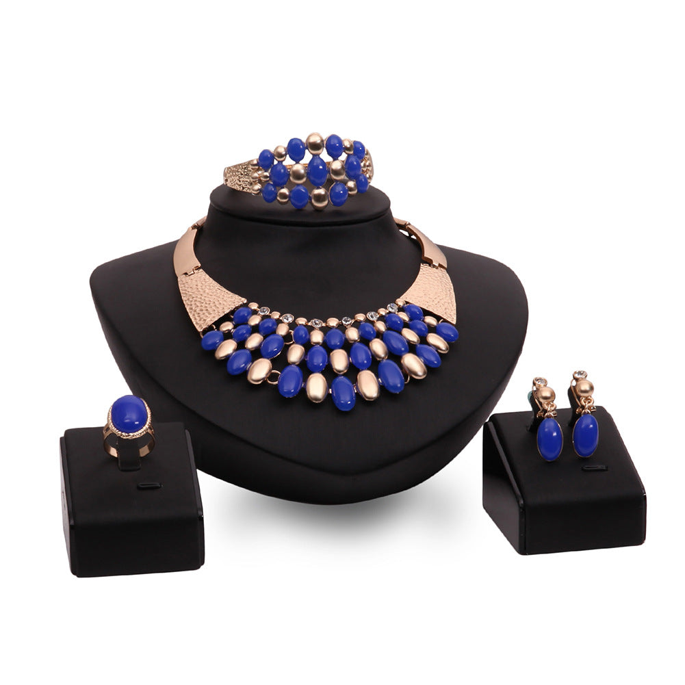 Exaggerated Alloy Four-piece Set, Necklace And Earrings