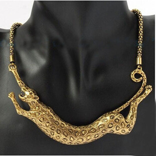 Bronze Leopard Punk Short Clavicle Necklace