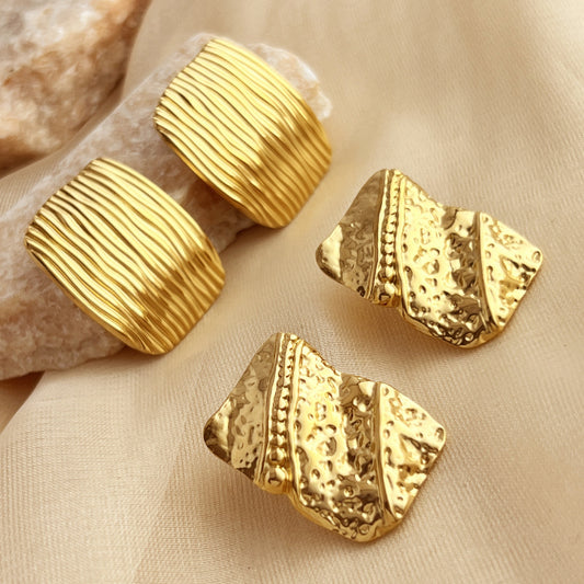 Exaggerated 18K Gold Stainless Steel Studs Ladies