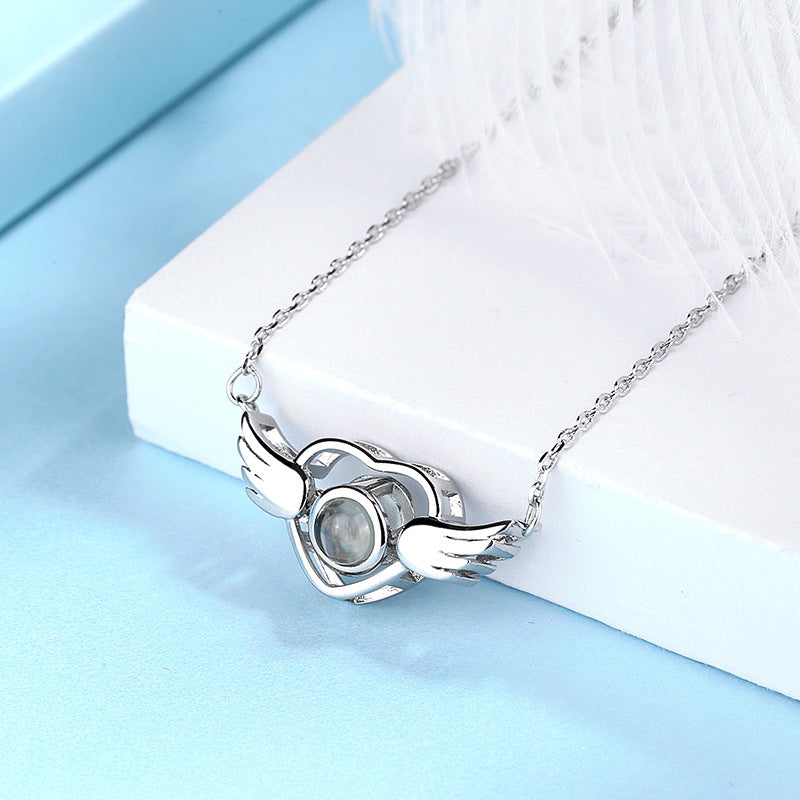 Angel Wings Language I Love You Projection Necklace