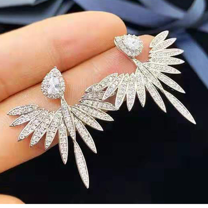Zircon earrings angel wings earrings