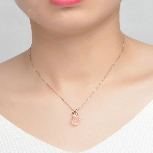 Rose Hibiscus Pendant Necklace