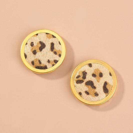 Fashion exaggerated plush leopard-print earrings popular female jewelry INS