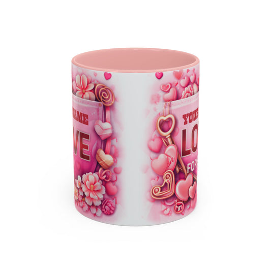 Your Name Love Forever mug | Valentine heart floral coffee mug