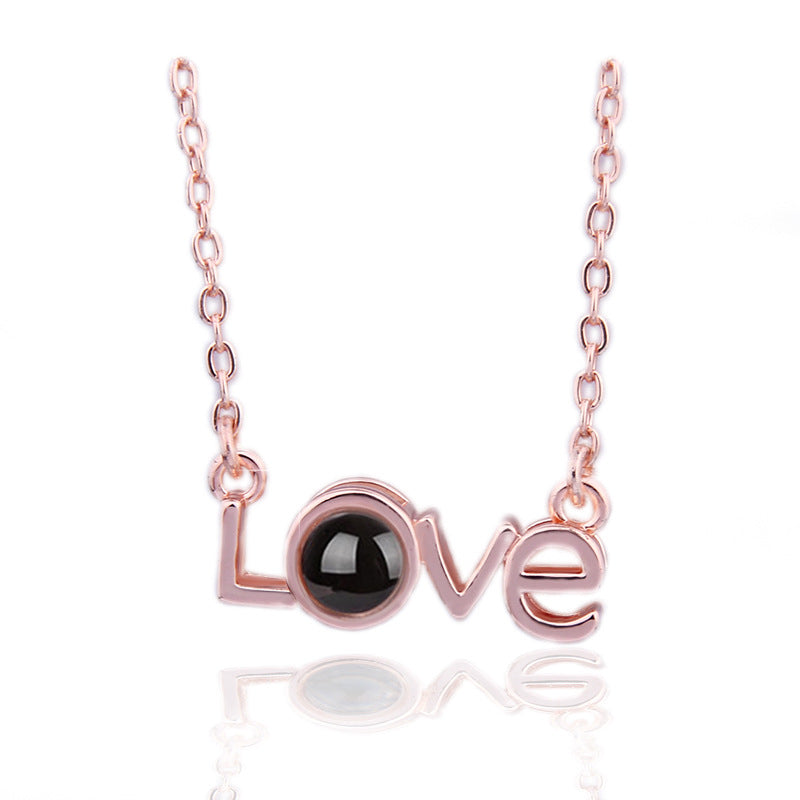 LOVE Shape Pendant Necklace Projection Net Red Jewelry