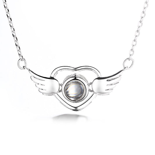 Angel Wings Language I Love You Projection Necklace
