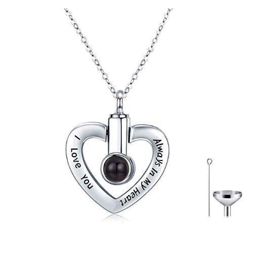 100 Languages Projection Heart-shaped Pendant Personality Simple