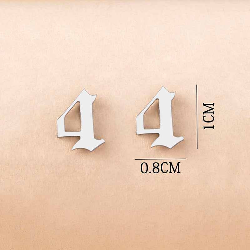 Lucky Number 4 Stainless Steel Stud Earrings