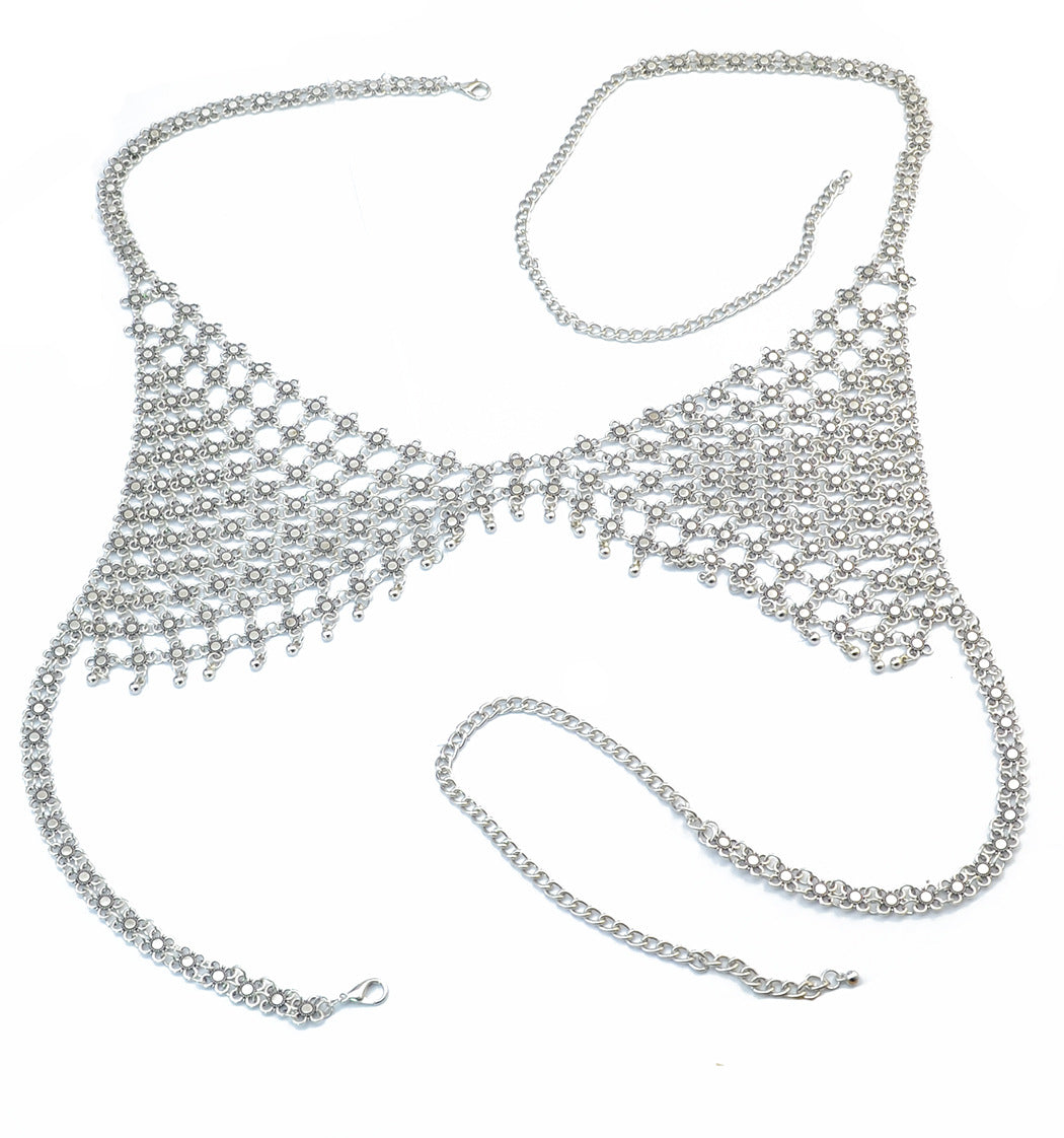 Europe And America Retro Exaggerated Hollow Bra Chain Sexy Hand-woven Body Chain
