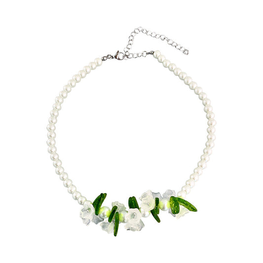 Spring Flower Lily Of The Valley Pearl Necklace