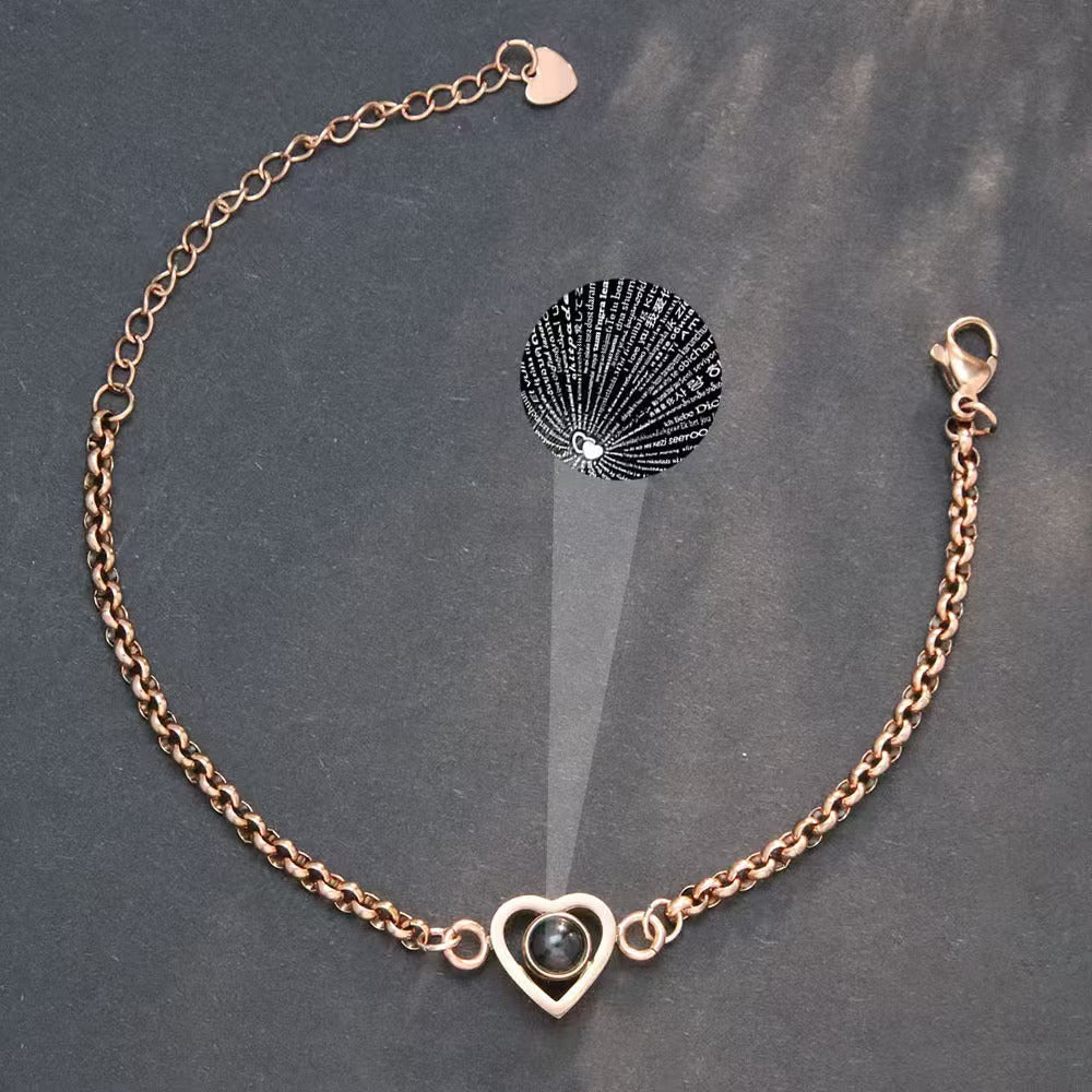 Titanium Steel Heart-shaped Projection Customized Picture Bracelet