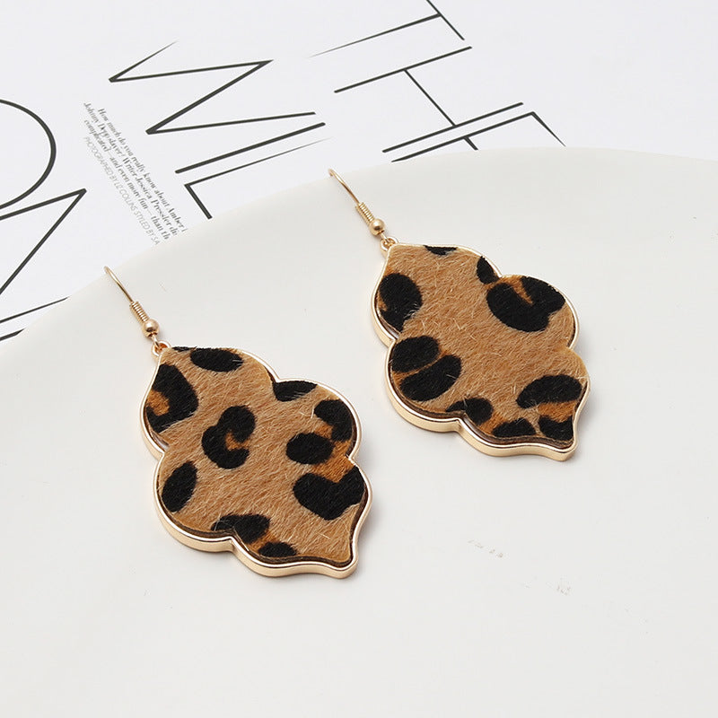 Abalone Shell Leopard Geometric Earrings