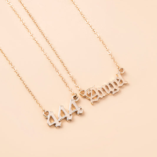 Gold Letter Angel Number 444 777 Multi-layer Chain Necklaces For Women
