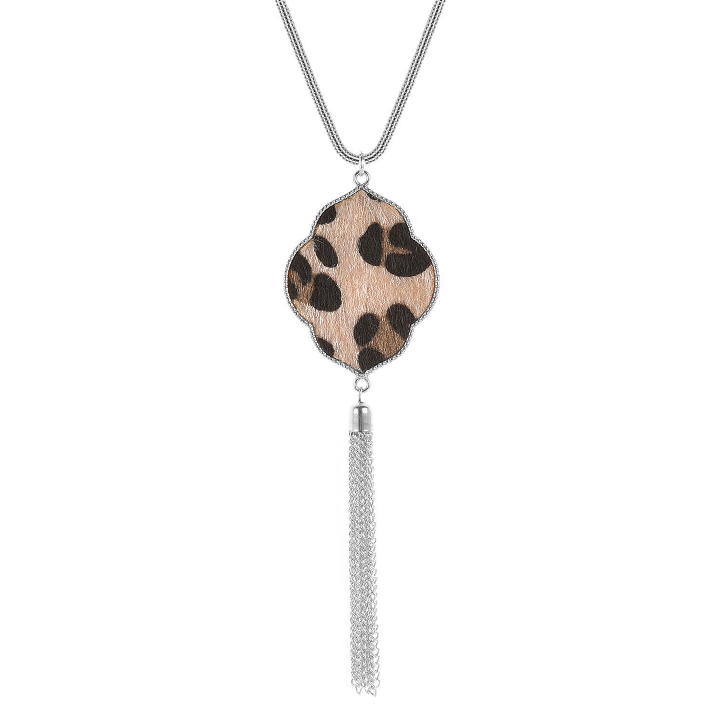 Accessories Horsehair Leopard Print Flower Tassel Necklace