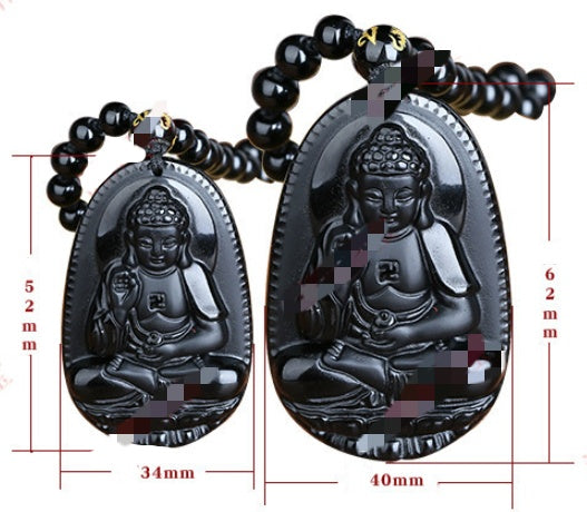 Natural Crystal Obsidian Raw Stone Polished Carved Pendant Necklace Ornaments