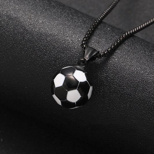 Stainless Steel Ornament Football Pendant Vintage Necklace