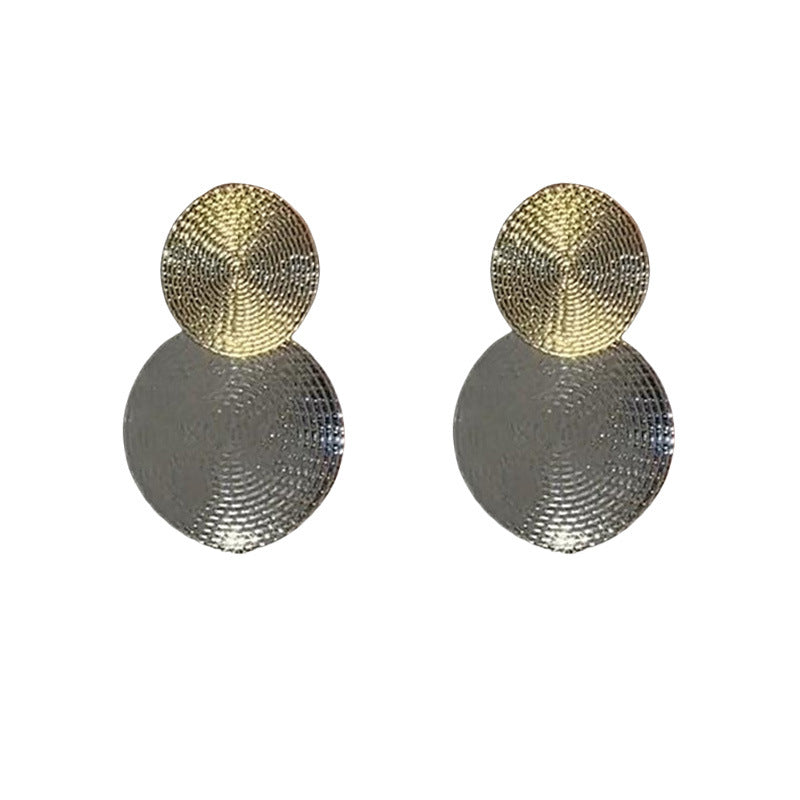 Fashion Silver Needle Exaggerated Earrings Round Sequins