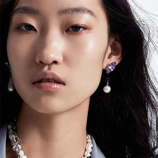 Silver Needle Niche Design Purple Crystal Zircon Series