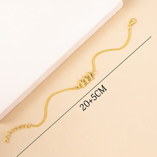 Stainless Steel Lucky Peach Heart Number 4 Bracelet