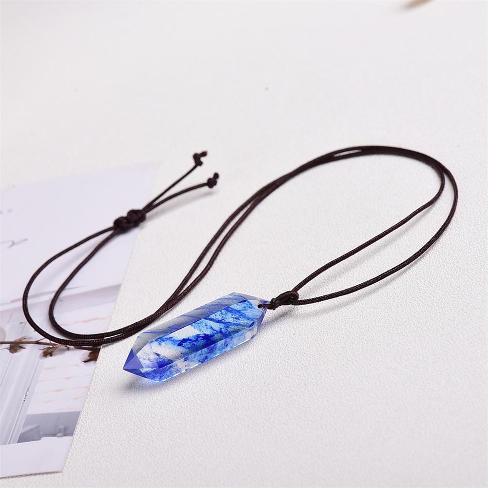 Natural Crystal Rough Polished Double-pointed Hexagonal Prism Pendant Power Stone Necklace Jewelry