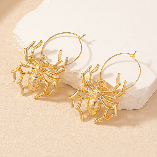 European And American Popular Metal Spider Earrings Exaggerated And Personalized Design Sense Female Hip Hop Punk