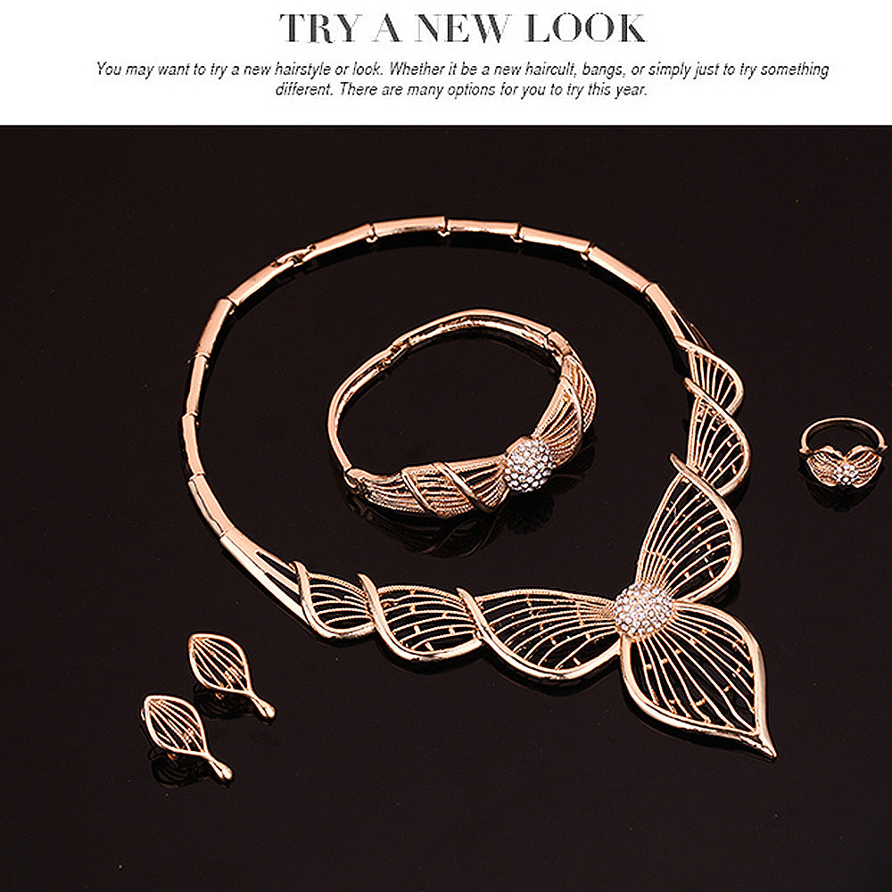 Four-piece Leaf Exaggerated Bridal Wedding Jewelry