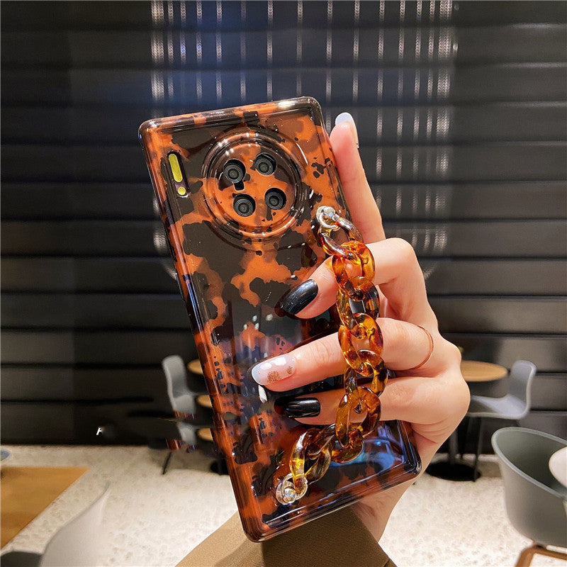 Ins European And American Leopard Print Mobile Phone Case Crystal Bracelet Couple Female