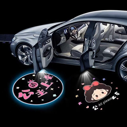 Door Sill Light Car Atmosphere Light Decorative Lamp Wireless Projection Lamp