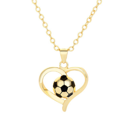Women's Fashion Heart-shaped 18K Football Necklace