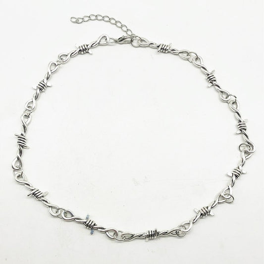 Hip Hop Gothic Punk Style Necklace With Barbed Wire