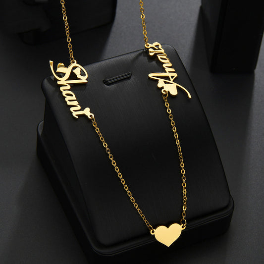 Stainless Steel Custom Name Necklace Heart Shape Personality Pendant