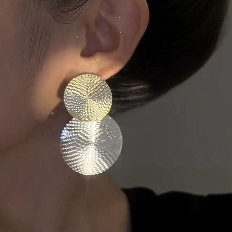 Fashion Silver Needle Exaggerated Earrings Round Sequins