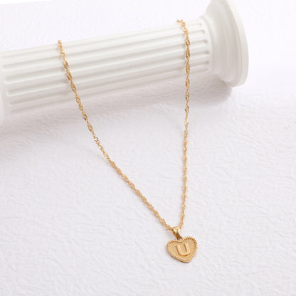 Fashion Jewelry Creative Simple Women's Peach Heart Letter Necklace Love Pendant