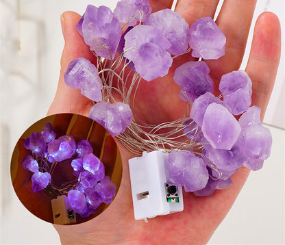 Natural Purple White Crystal Rough Ambient Light