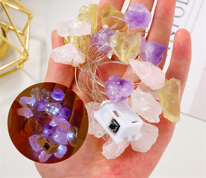 Natural Purple White Crystal Rough Ambient Light