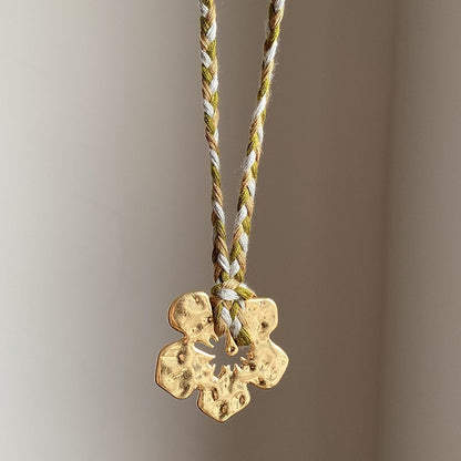 Gold Hibiscus Rosa-sinensis Pendant Necklace For Women