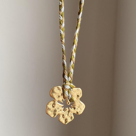 Gold Hibiscus Rosa-sinensis Pendant Necklace For Women