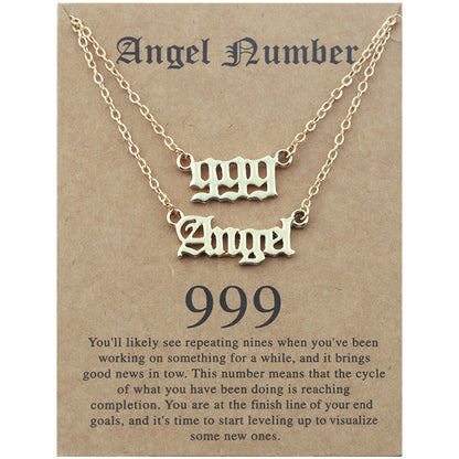 Angel Lucky Number Set Clavicle Card Necklace