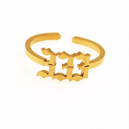 Stainless Steel Lucky Number Ring 111-999 Auspicious Joint Ring
