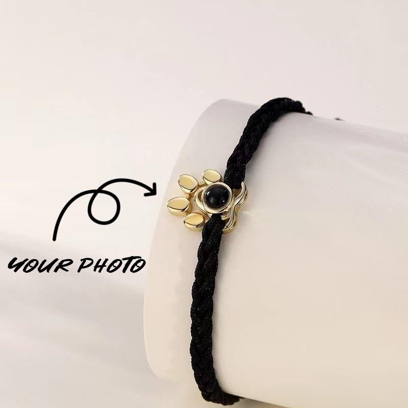 Beaded Personalized Photo Projection Bracelet Custom Photo Dog Paw Bracelet Pet Photo Necklace Cat PawPendant Commemorative Gift