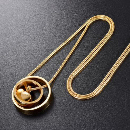 Memorial Relatives Pet Ashes Pendant Necklace Double Ring