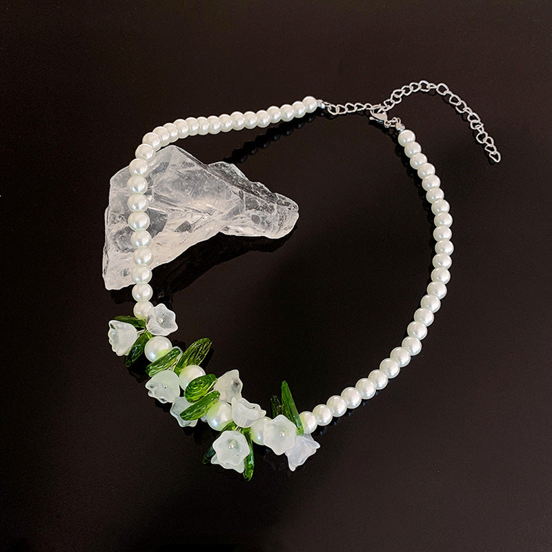 Spring Flower Lily Of The Valley Pearl Necklace