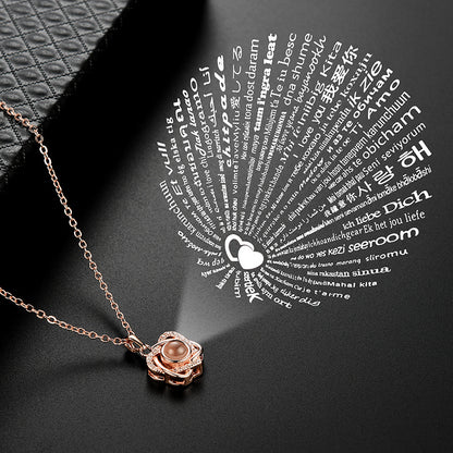 Heart-shaped Six-pointed Star Projection Copper Crystal Clavicle Chain