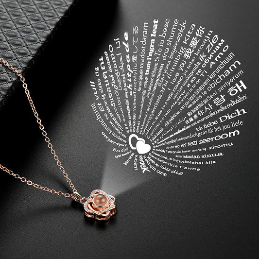 Heart-shaped Six-pointed Star Projection Copper Crystal Clavicle Chain