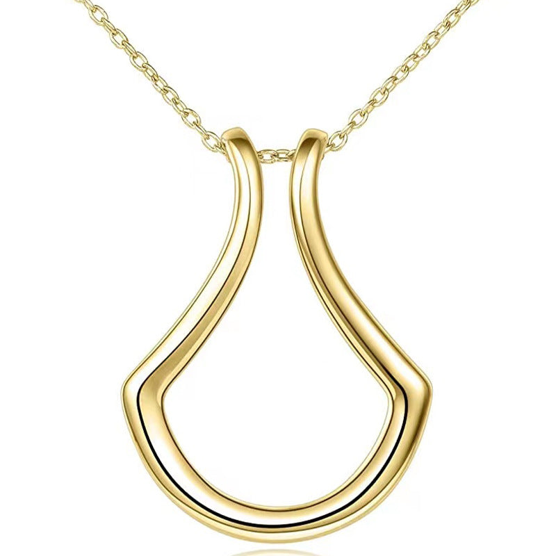 Women's Fashion Simple U Shape Ring Holder Necklace