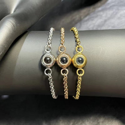 Personalized Photo Projection Titanium Steel Couple Bracelet