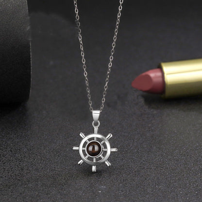S925 Silver Ship Rudder Projection Necklace