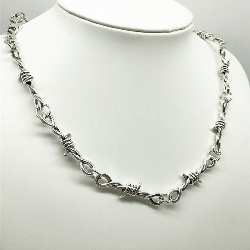 Hip Hop Gothic Punk Style Necklace With Barbed Wire